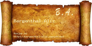 Bergenthal Aliz névjegykártya